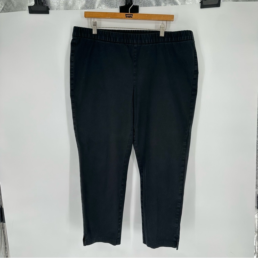 Eileen Fisher Black Straight Leg Pull On Pants Sz XL